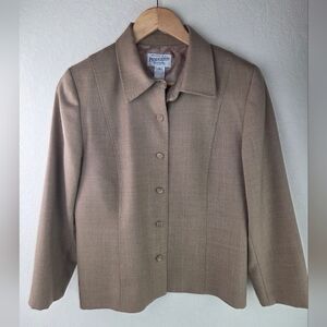 Pendleton Blazer Jacket Women’s Size 12 Petite Beige Virgin Wool Pre-owned